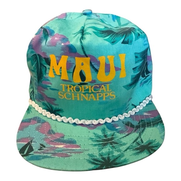 San Sun Other - Vintage 90s Maui Tropical Schnapps San Sun Blue Sunset Palm Tree SnapBack Hat